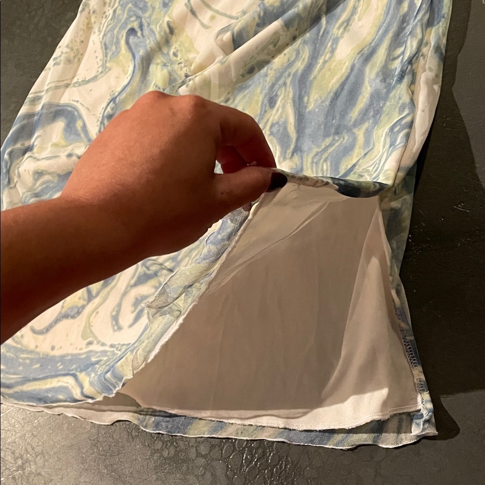 Urban Outfitters Blue and Cream Marble A-Line Skirt - Picture 3 of 3